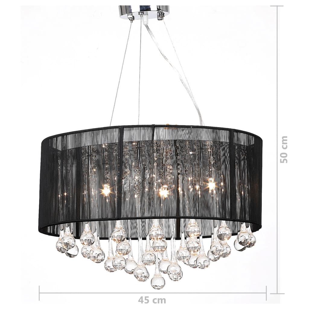 Crystal chandelier with 85 real black glass crystals