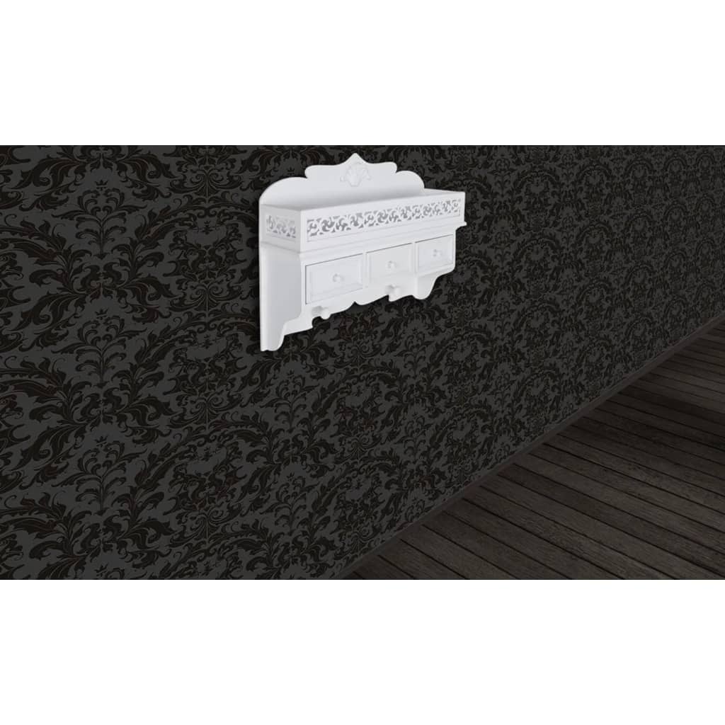 Wall coat rack with 3 drawers and 2 coat hooks