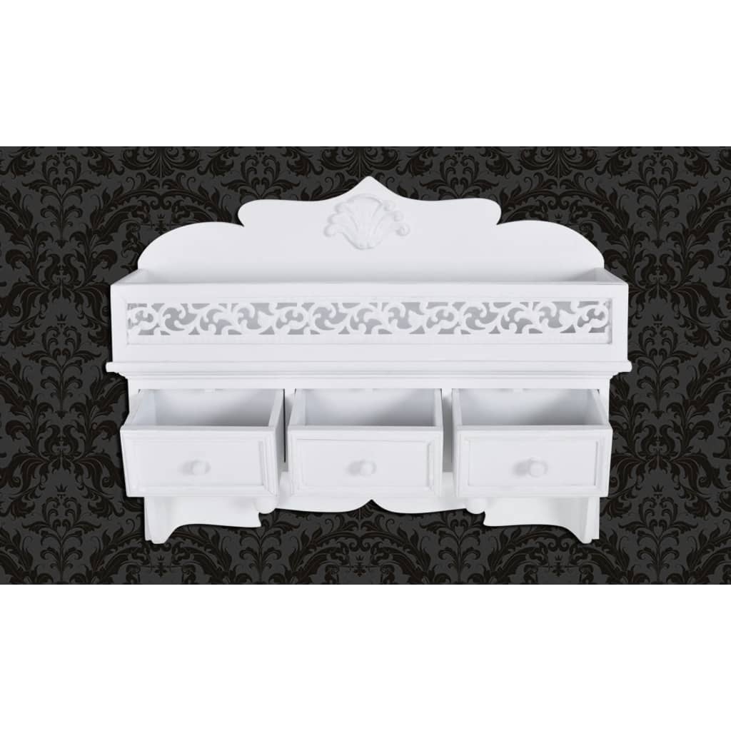 Wall coat rack with 3 drawers and 2 coat hooks