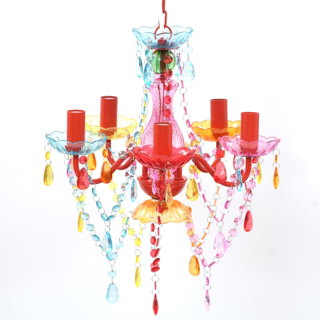 Chandelier 5 bulbs multicolored