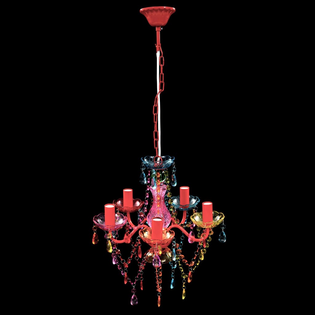 Chandelier 5 bulbs multicolored