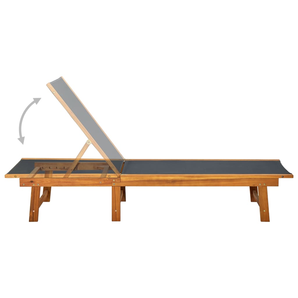 Sun lounger solid wood acacia and textilene