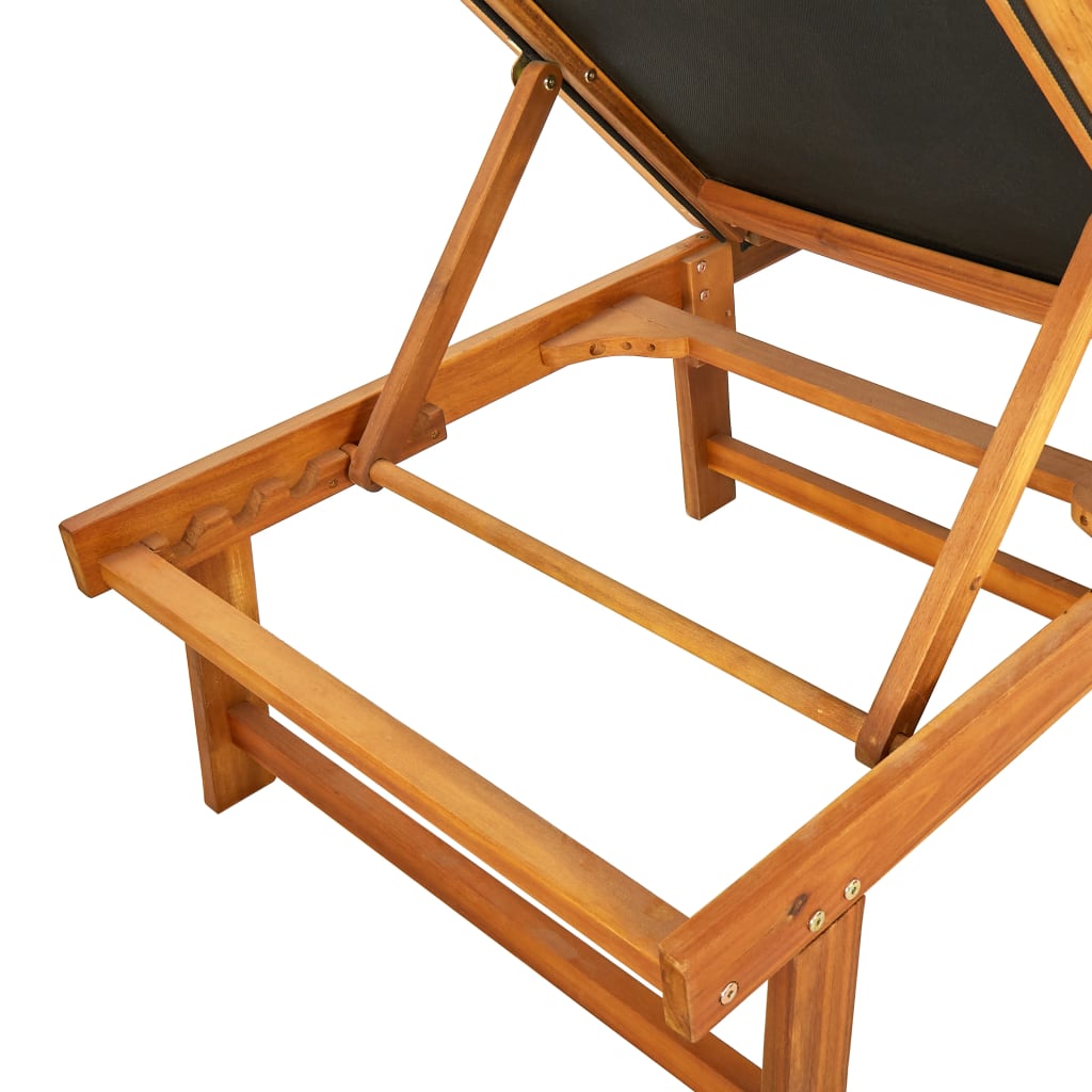 Sun lounger solid wood acacia and textilene