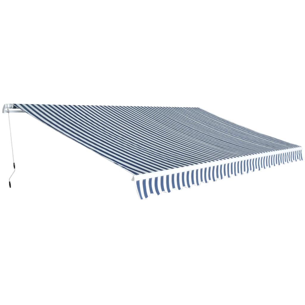 Store banne à bras articulés à commande manuelle 500 m bleu et blanc