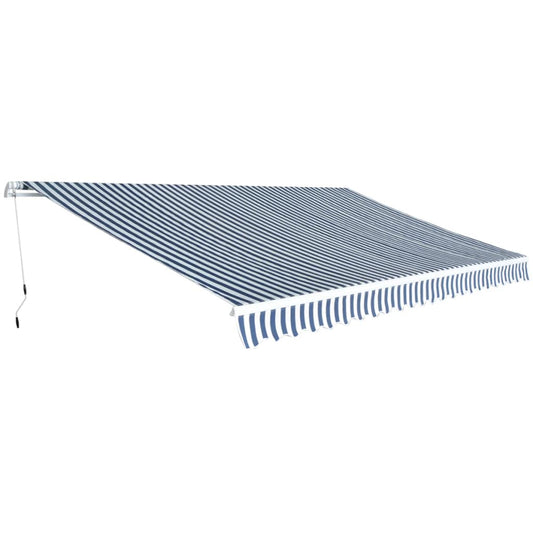 Store banne à bras articulés à commande manuelle 500 m bleu et blanc