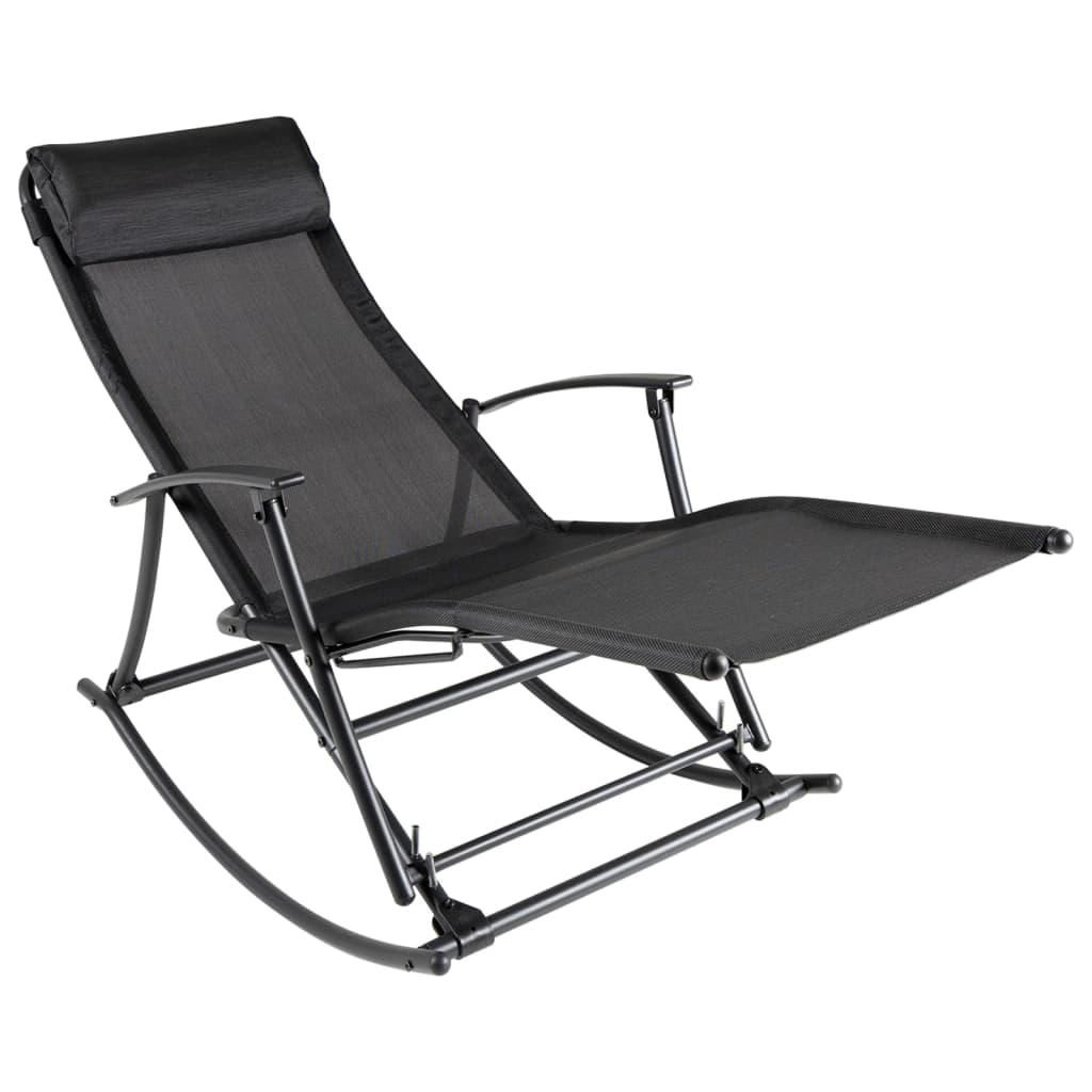 Chaise à bascule de jardin pliante noire