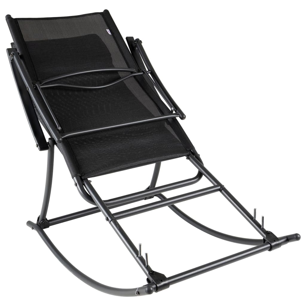 Chaise à bascule de jardin pliante noire