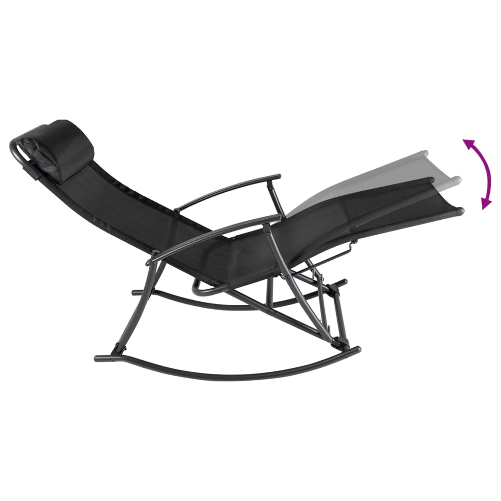 Chaise à bascule de jardin pliante noire