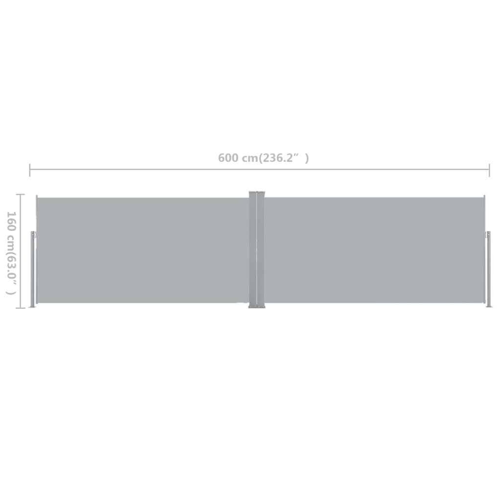 Store latéral extensible 160x600 cm gris