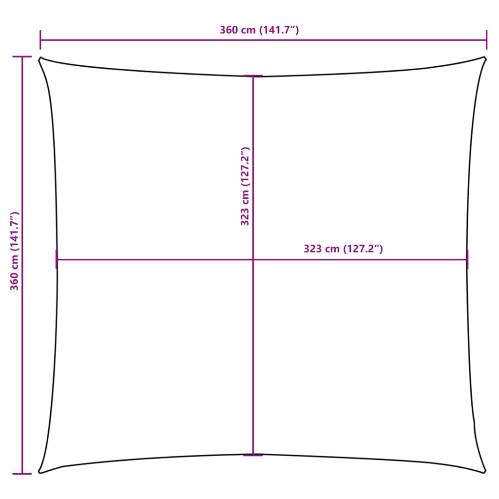 Awning Oxford fabric square 3.6x3.6 m beige