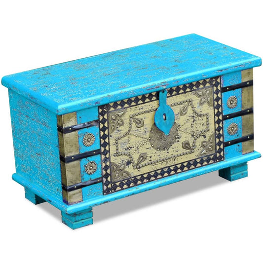 Storage chest blue mango wood 80x40x45 cm