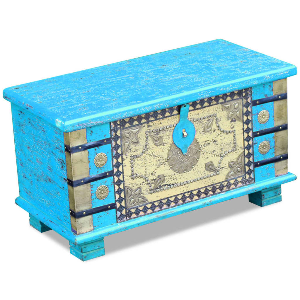 Storage chest blue mango wood 80x40x45 cm