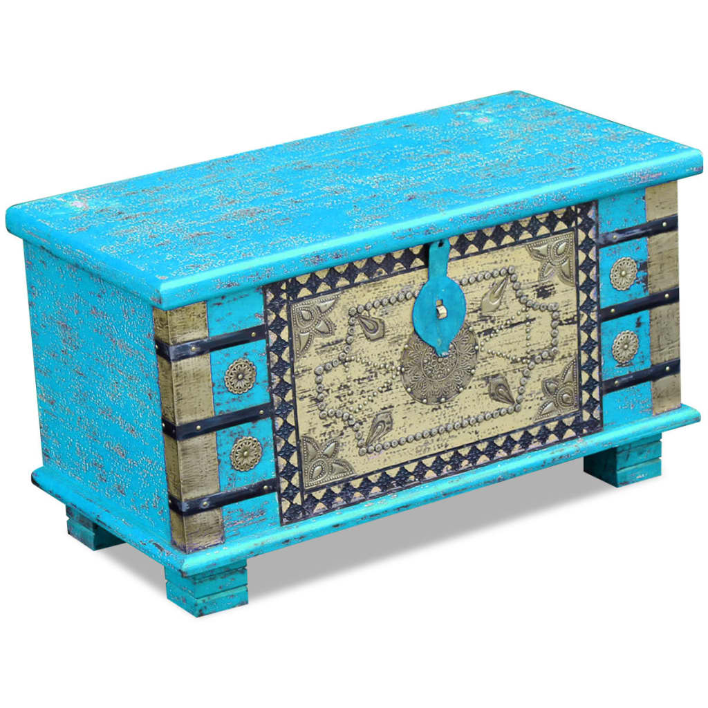 Storage chest blue mango wood 80x40x45 cm