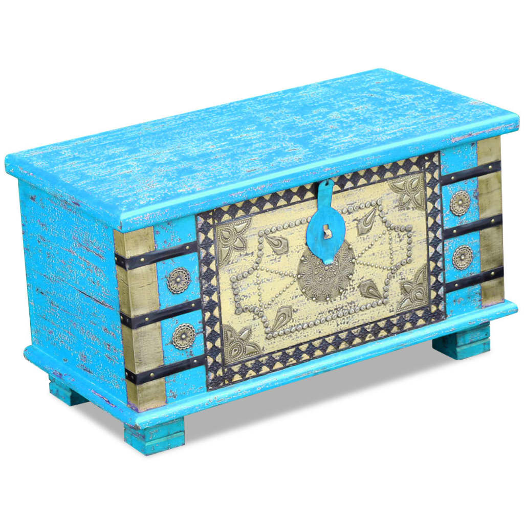Storage chest blue mango wood 80x40x45 cm