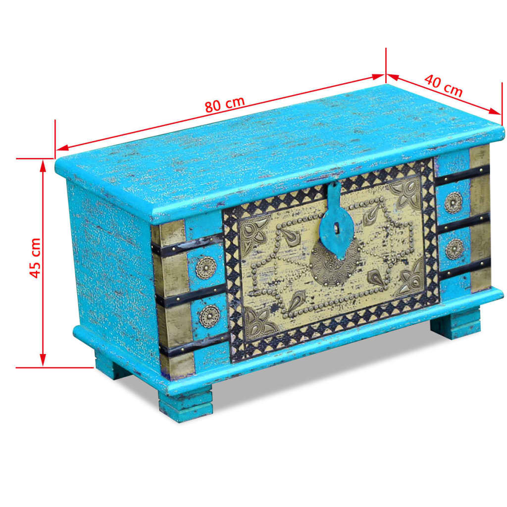 Storage chest blue mango wood 80x40x45 cm