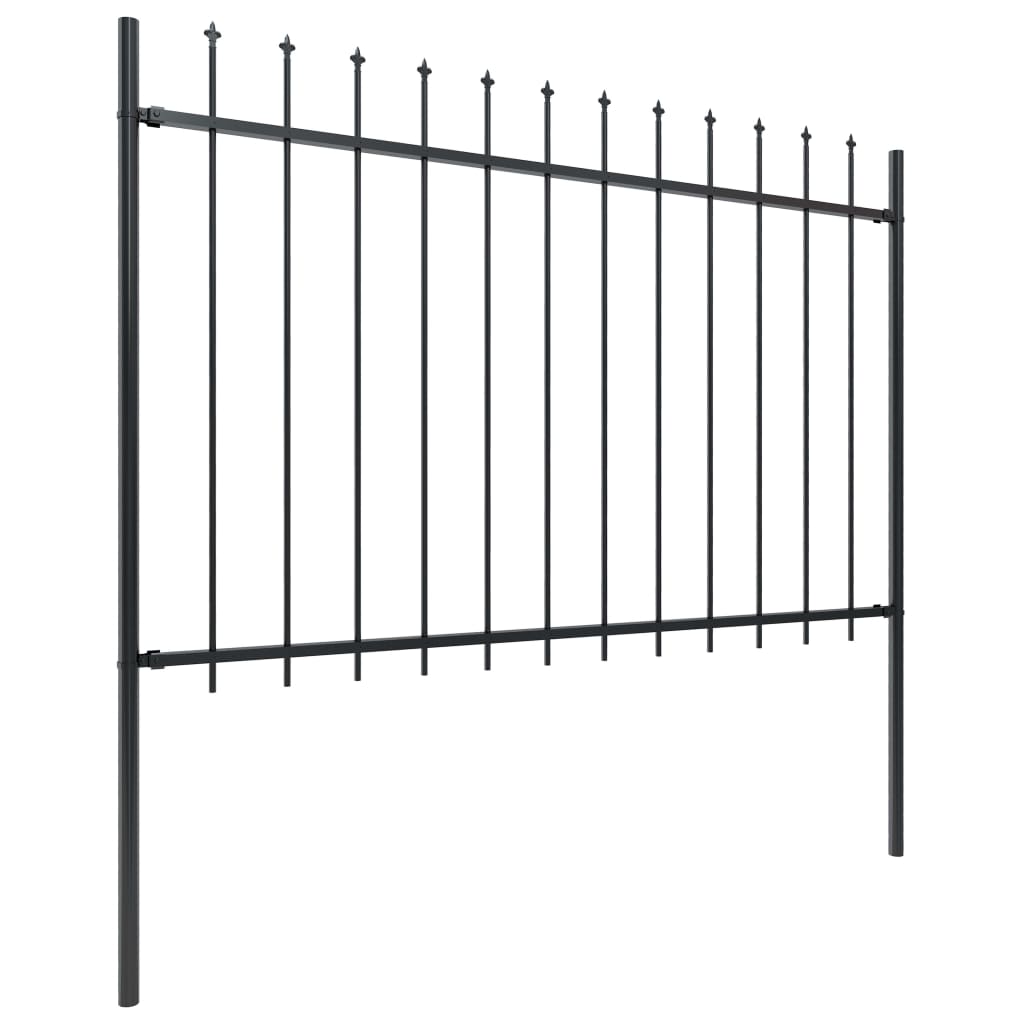 Gartenzaun mit Speerspitze Stahl 181 x 120 cm Schwarz