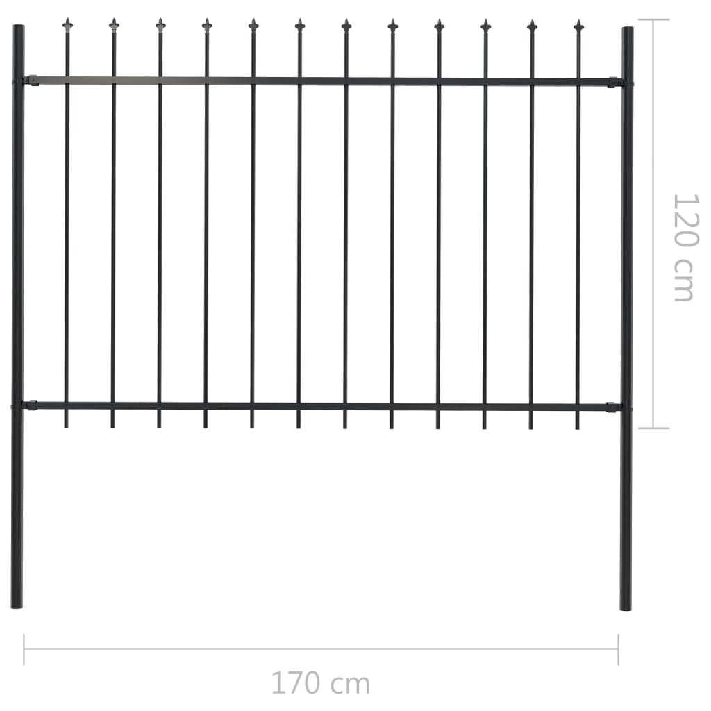 Gartenzaun mit Speerspitze Stahl 181 x 120 cm Schwarz