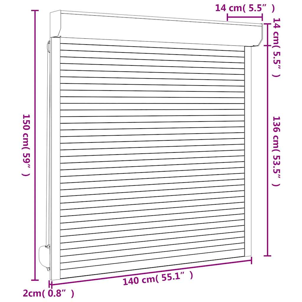 Rollladen Aluminium 140x150 cm Weiß