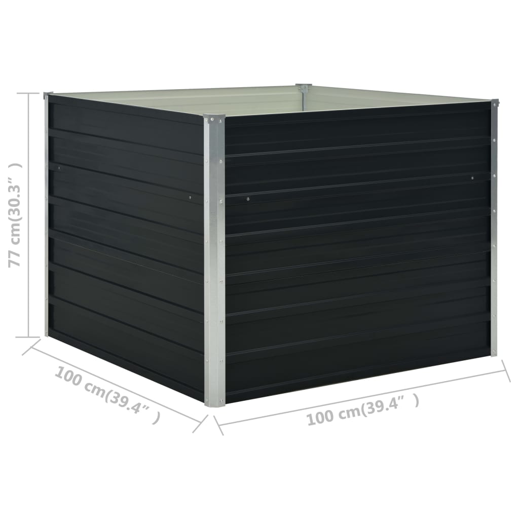Raised bed anthracite 100 x 100 x 77 cm galvanized steel