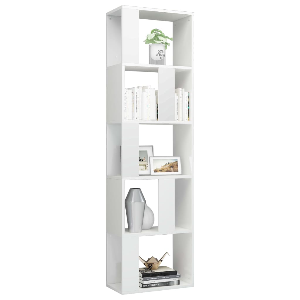Bookcase/room divider high-gloss white 45x24x159cm made of wood