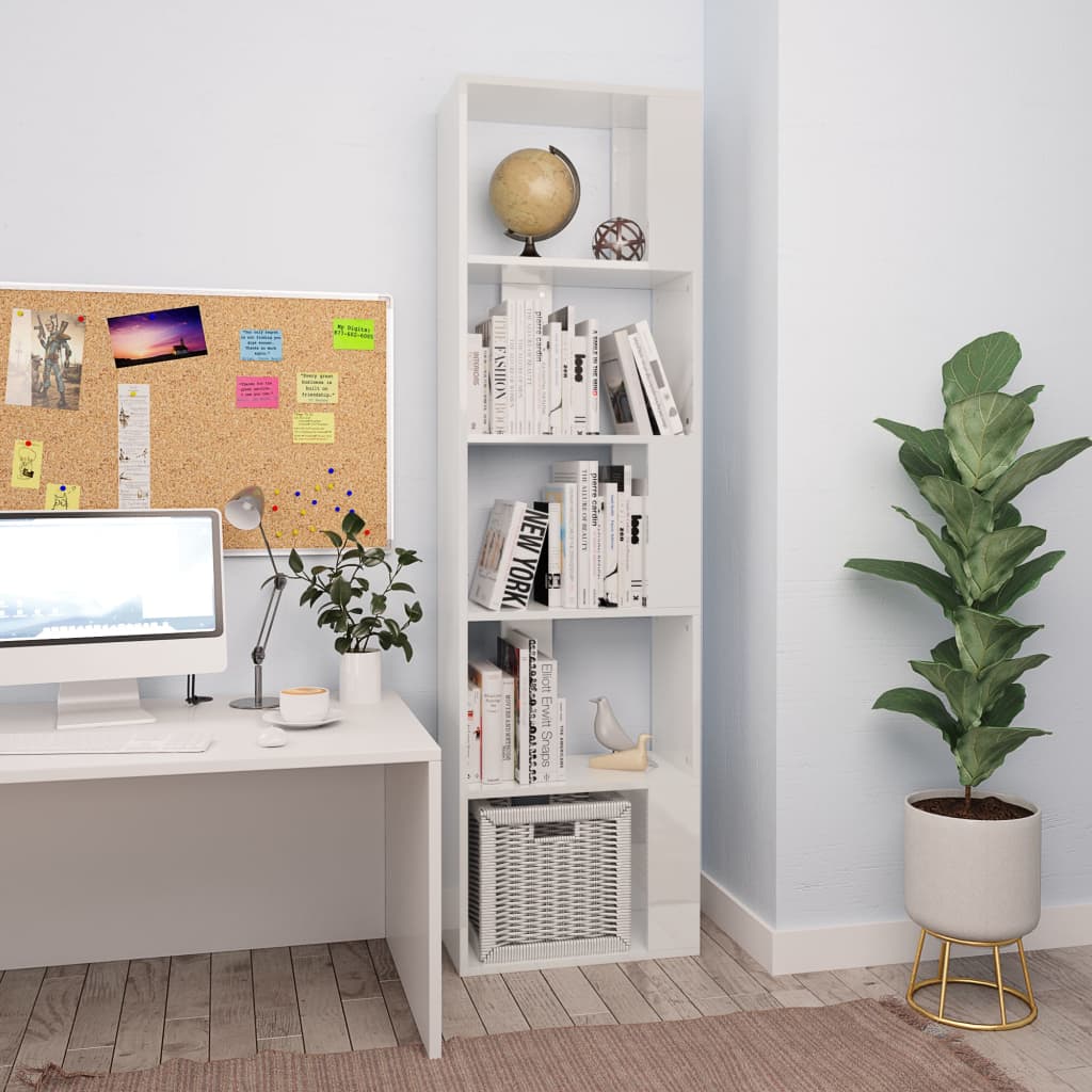 Bookcase/room divider high-gloss white 45x24x159cm made of wood