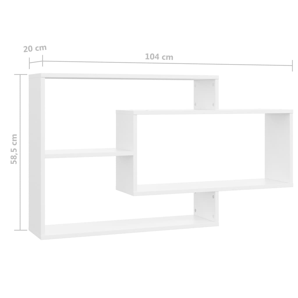Wall shelves white 104x20x58.5 cm made of wood