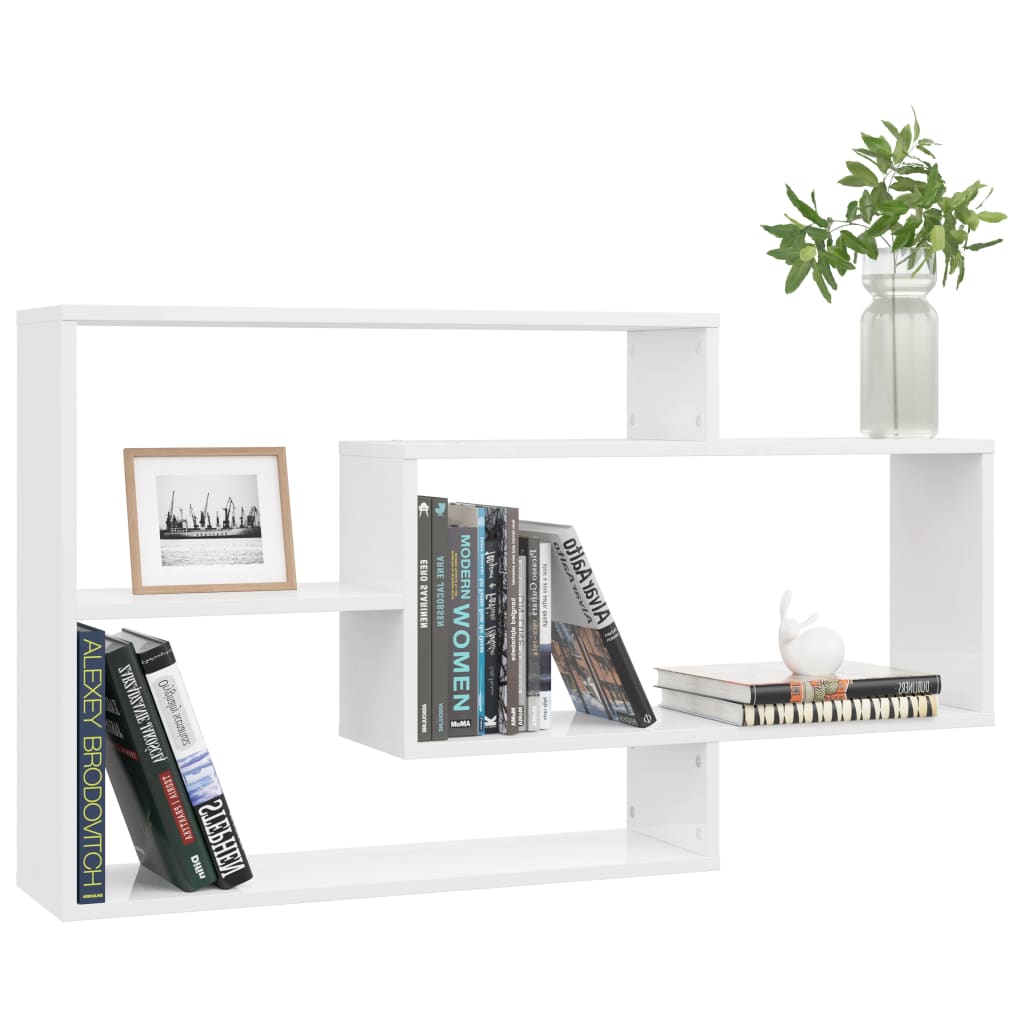 Étagères murales blanc brillant 104x20x58,5 cm en bois