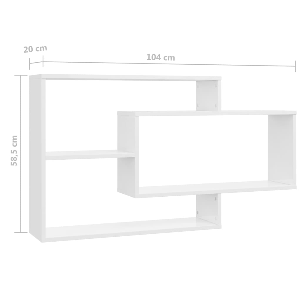 Étagères murales blanc brillant 104x20x58,5 cm en bois