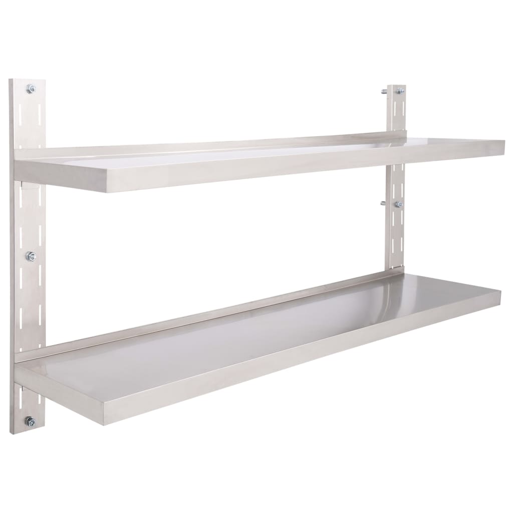 Etagère murale 2 niveaux inox 150 x 30 cm