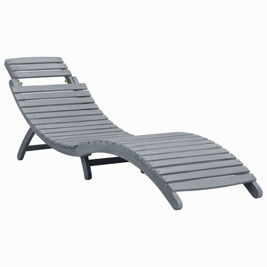 Sun lounger gray solid acacia wood