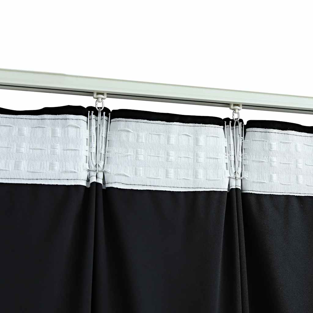 Verdunkelungsvorhänge mit Haken 2 Stk. Samt Schwarz 140x175 cm