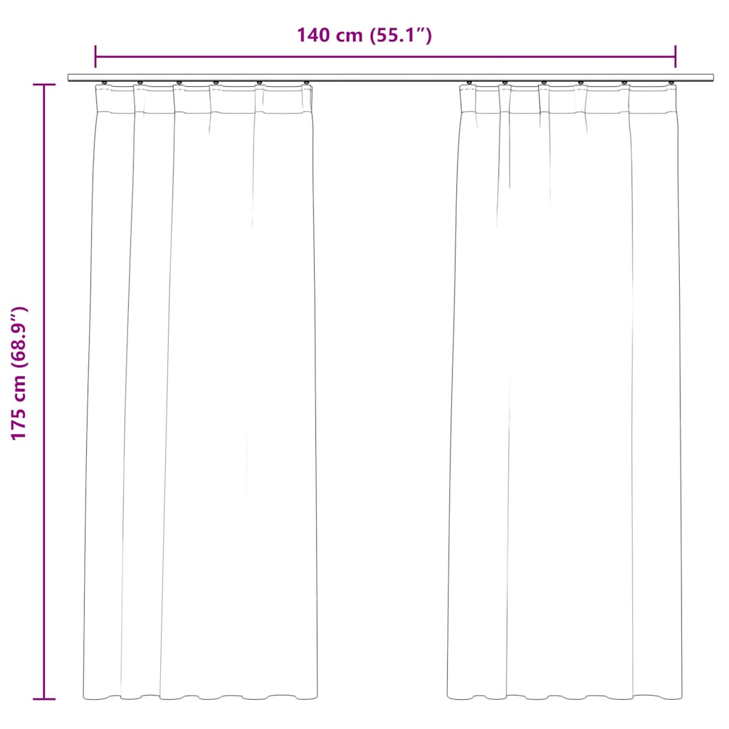 Verdunkelungsvorhänge mit Haken 2 Stk. Samt Beige 140x175cm