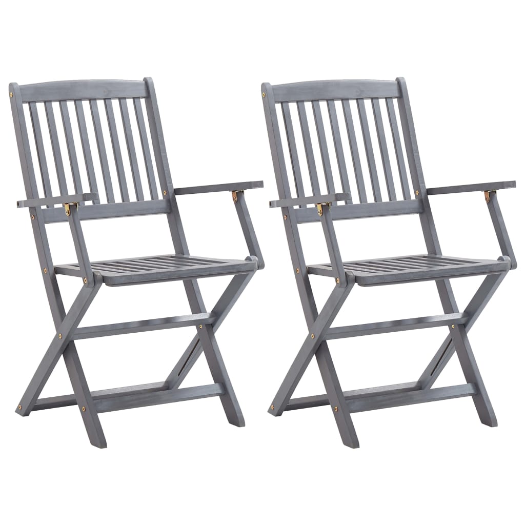 Folding garden chairs 2 pcs. Solid acacia wood