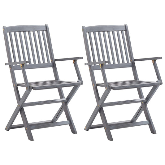 Folding garden chairs 2 pcs. Solid acacia wood
