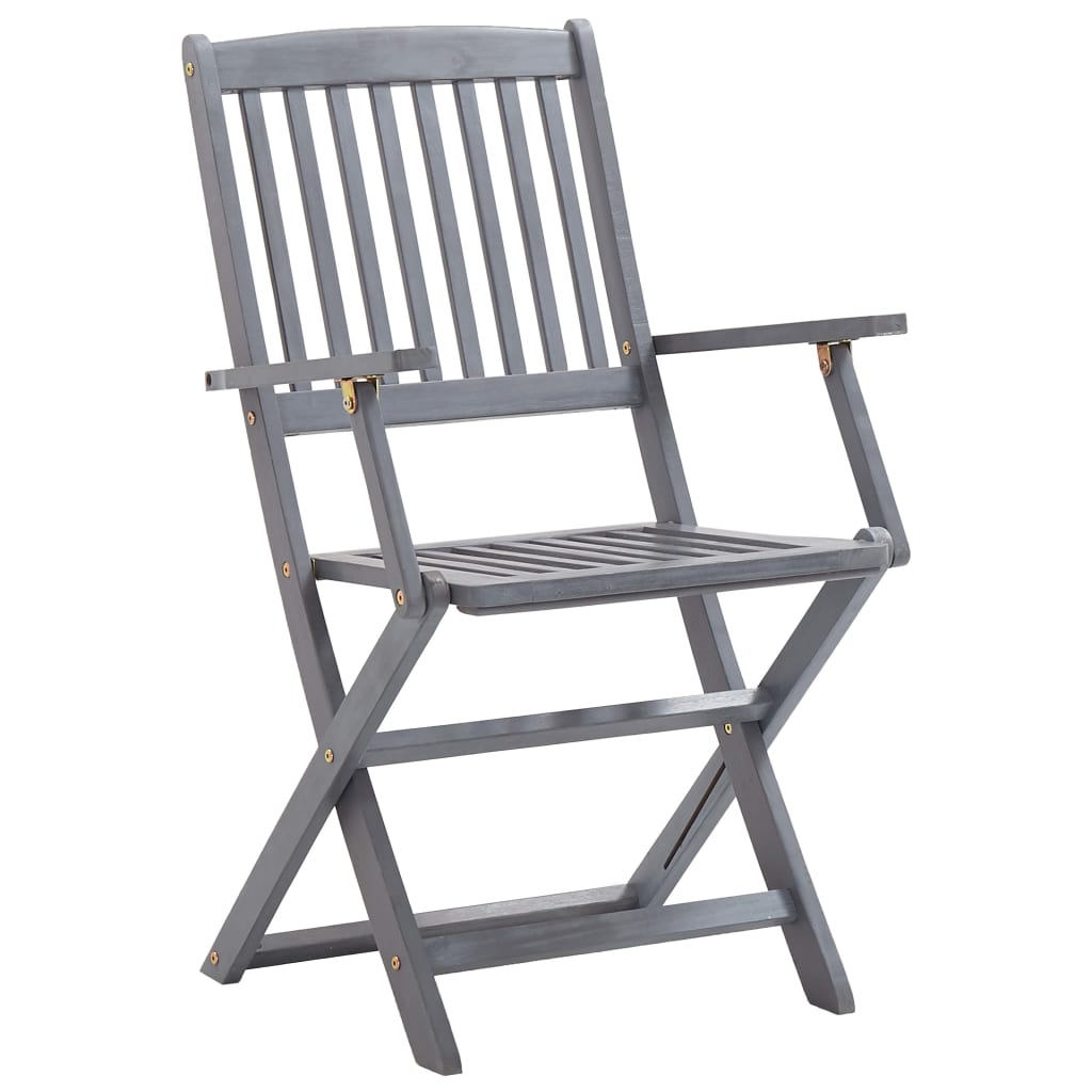 Folding garden chairs 2 pcs. Solid acacia wood