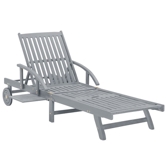 Sun lounger gray solid acacia wood