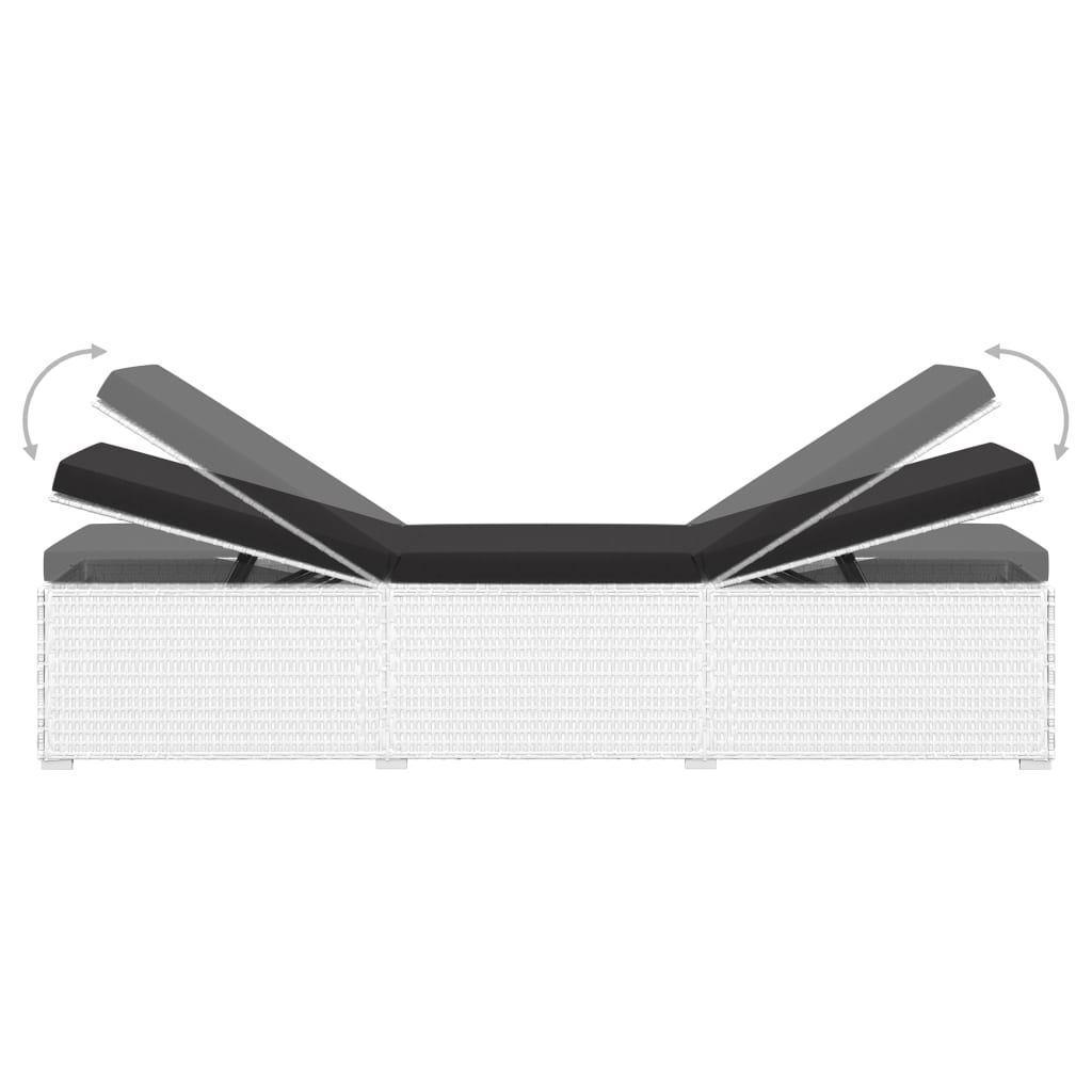 Bain de soleil avec coussin et table à thé poly rotin blanc