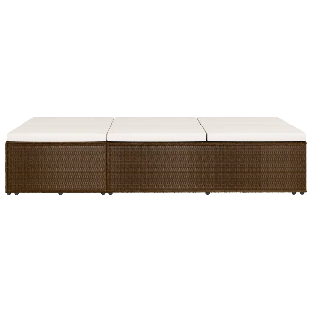 Bain de soleil avec coussin poly rotin marron
