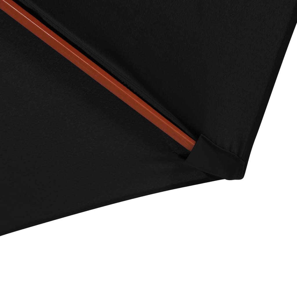 Parasol with wooden pole 300 x 258 cm black