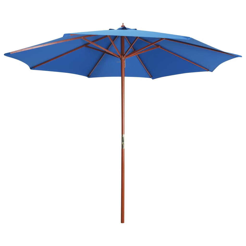 Parasol with wooden pole 300 x 258 cm blue