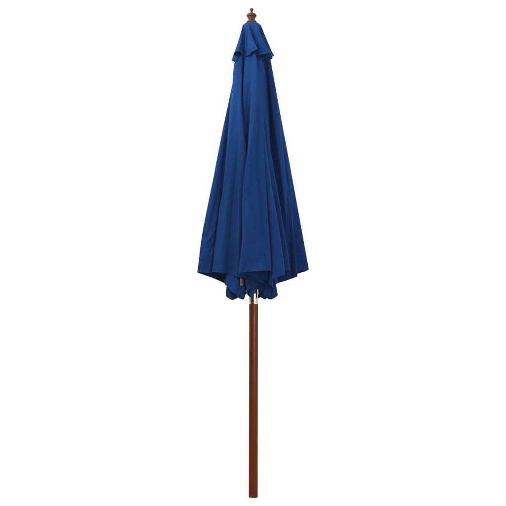 Parasol with wooden pole 300 x 258 cm blue