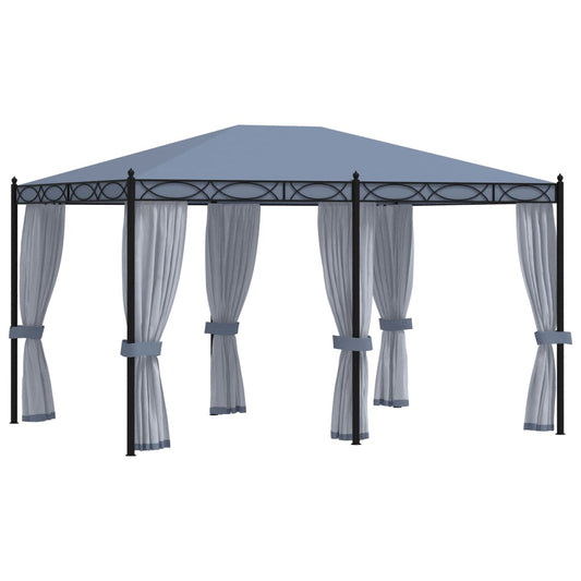 Gazebo with mosquito nets 3x4 m anthracite steel