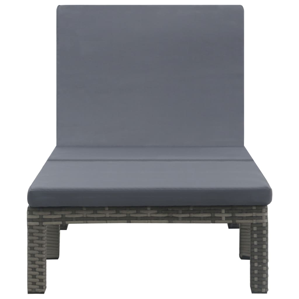 Bain de soleil avec coussin poly rotin anthracite