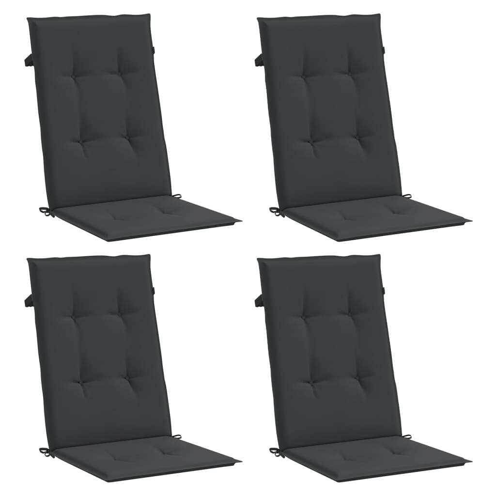 Garden chair cushions for high-back chairs 4 pieces. Black 120x50x3 cm