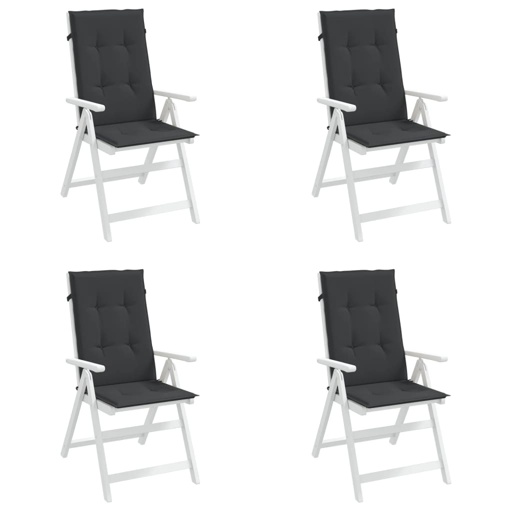 Garden chair cushions for high-back chairs 4 pieces. Black 120x50x3 cm