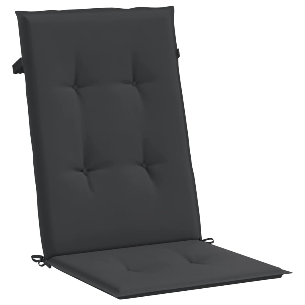 Garden chair cushions for high-back chairs 4 pieces. Black 120x50x3 cm