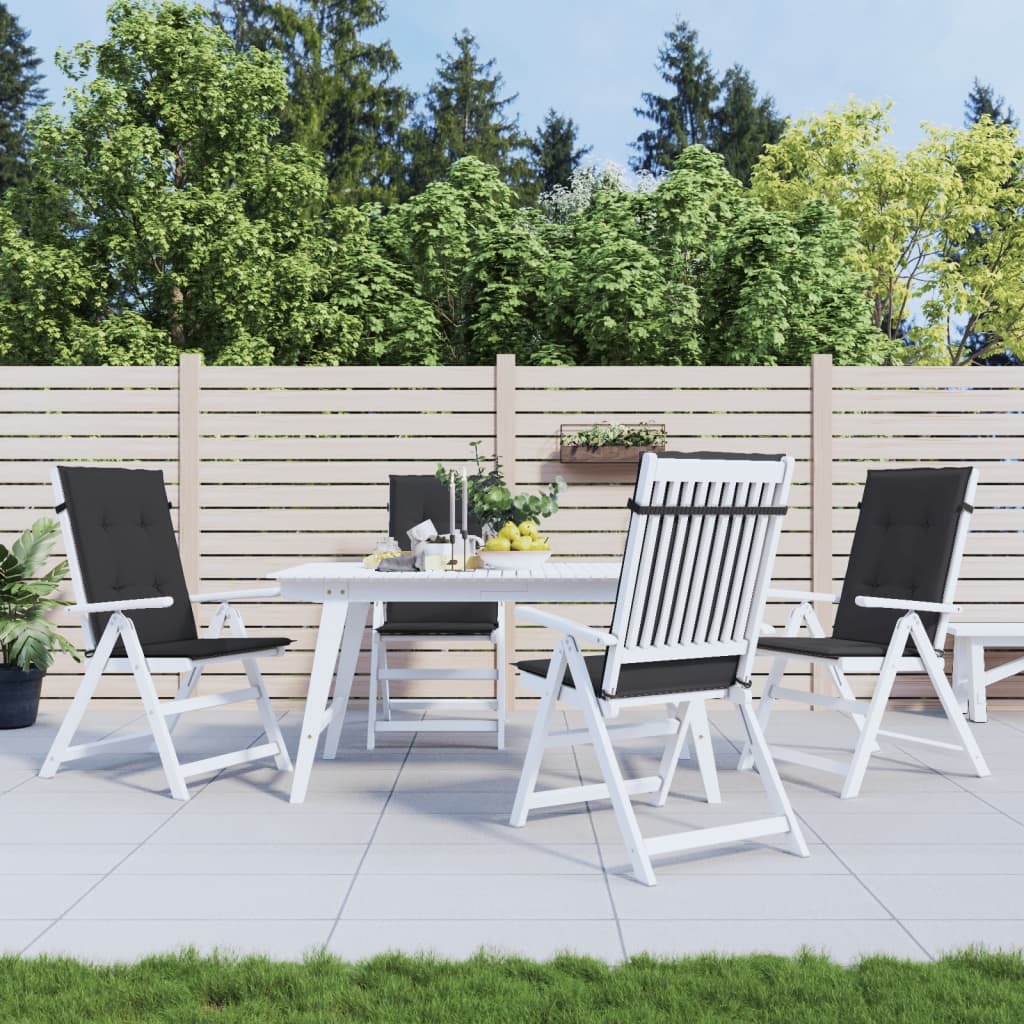 Garden chair cushions for high-back chairs 4 pieces. Black 120x50x3 cm