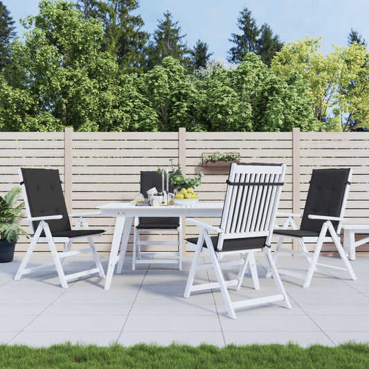 Coussins de chaise de jardin pour chaises à dossier haut, 4 pièces, noir, 120x50x3 cm