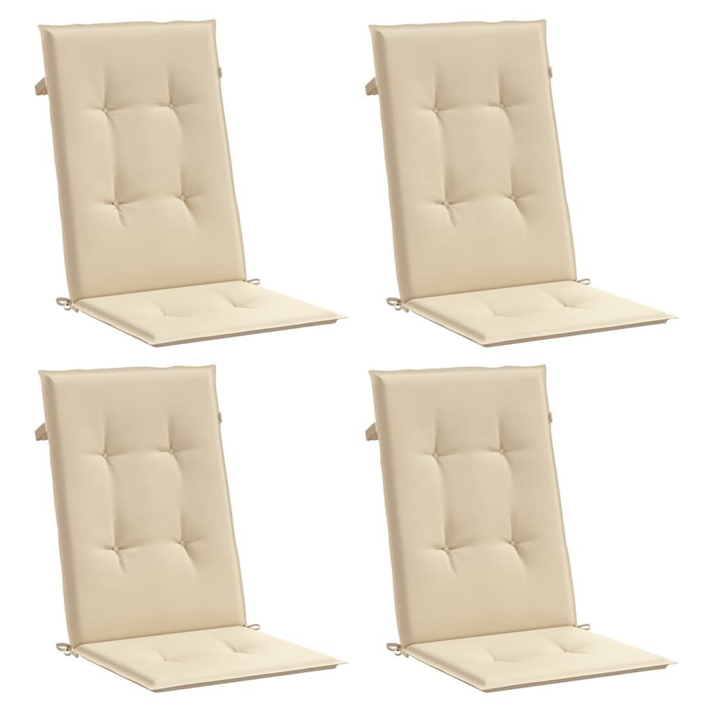Garden chair cushions for high-back chairs 4 pieces. Beige 120x50x3cm fabric