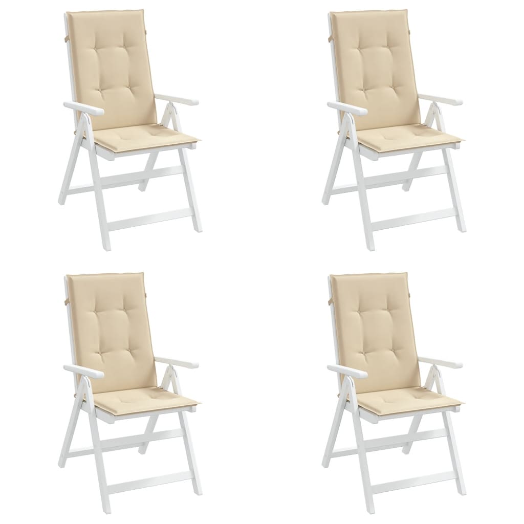 Garden chair cushions for high-back chairs 4 pieces. Beige 120x50x3cm fabric